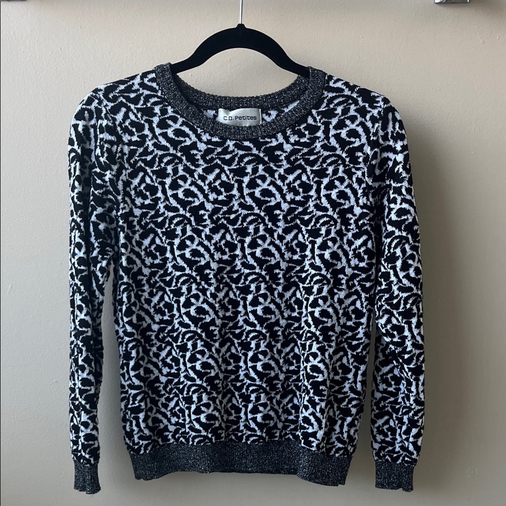 Vintage Cathy Daniels Jacquard Print Sweater- Size Medium Petite